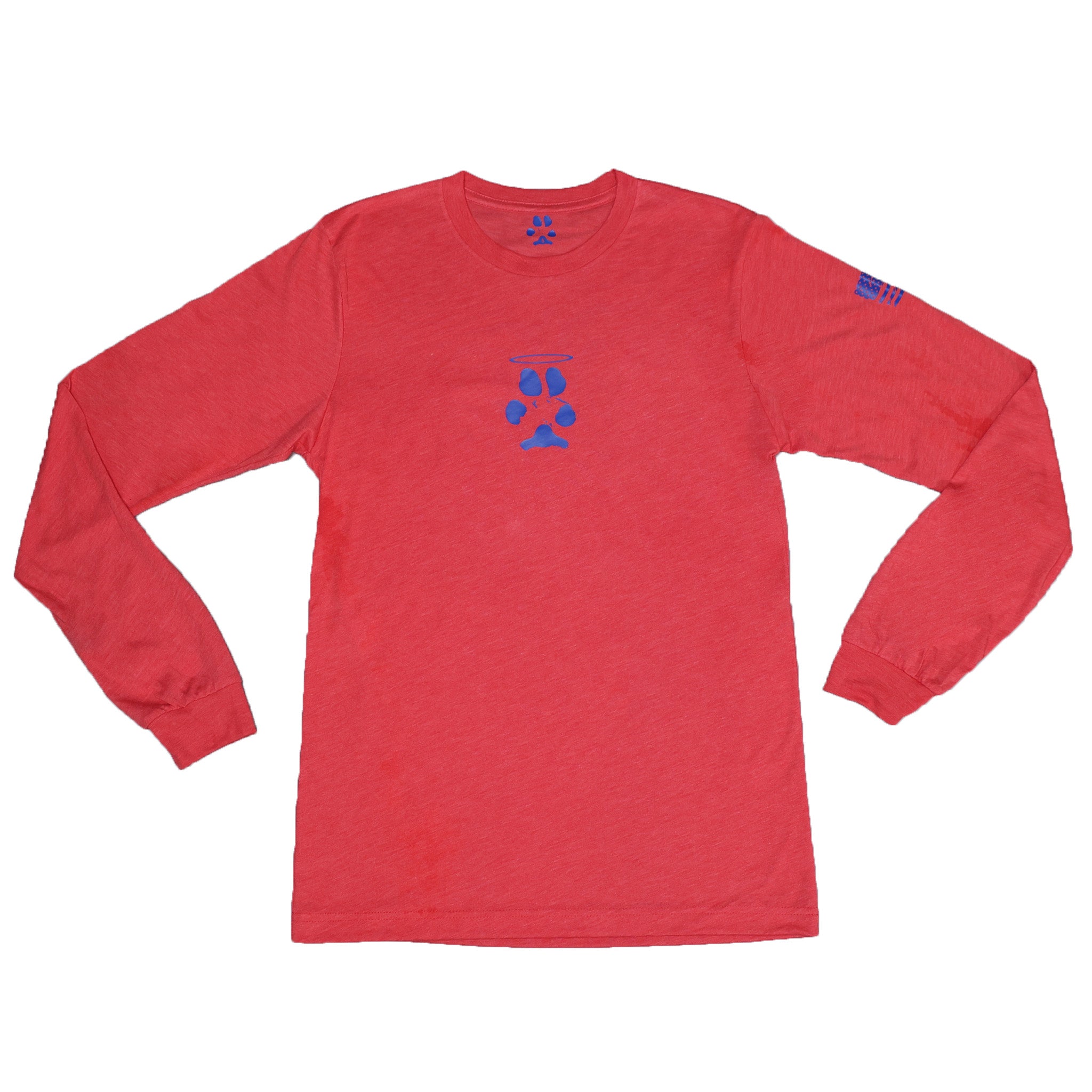 Halo Center Paw Unisex Long Sleeve Tee Red/Royal Blue Halo, Inc.